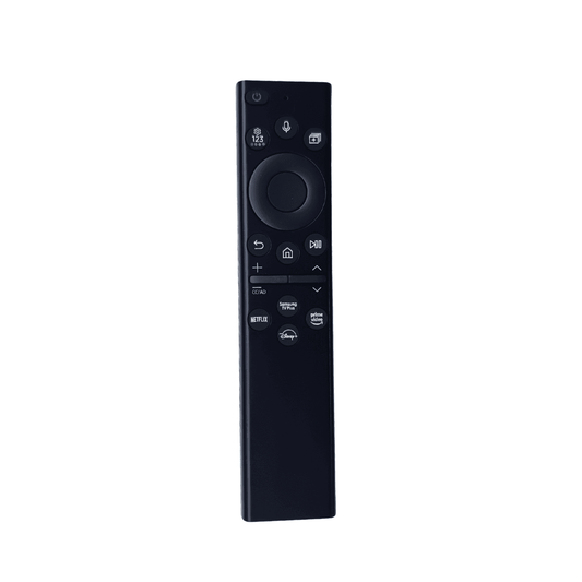Voice-enabled replacement remote control, dark buttons and large central navigation dial