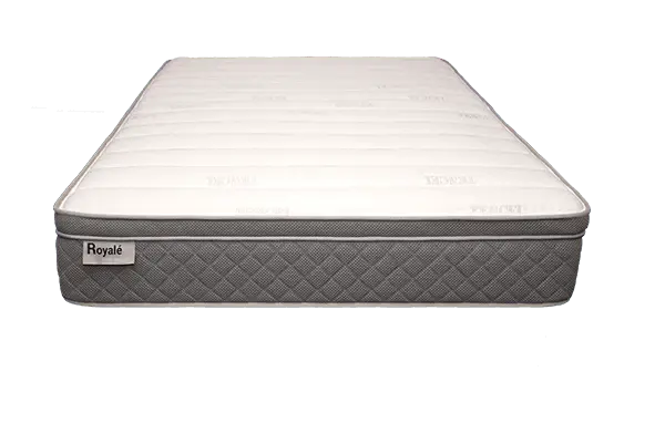 ROYALE Tencel mattress, grey base with centered brand label