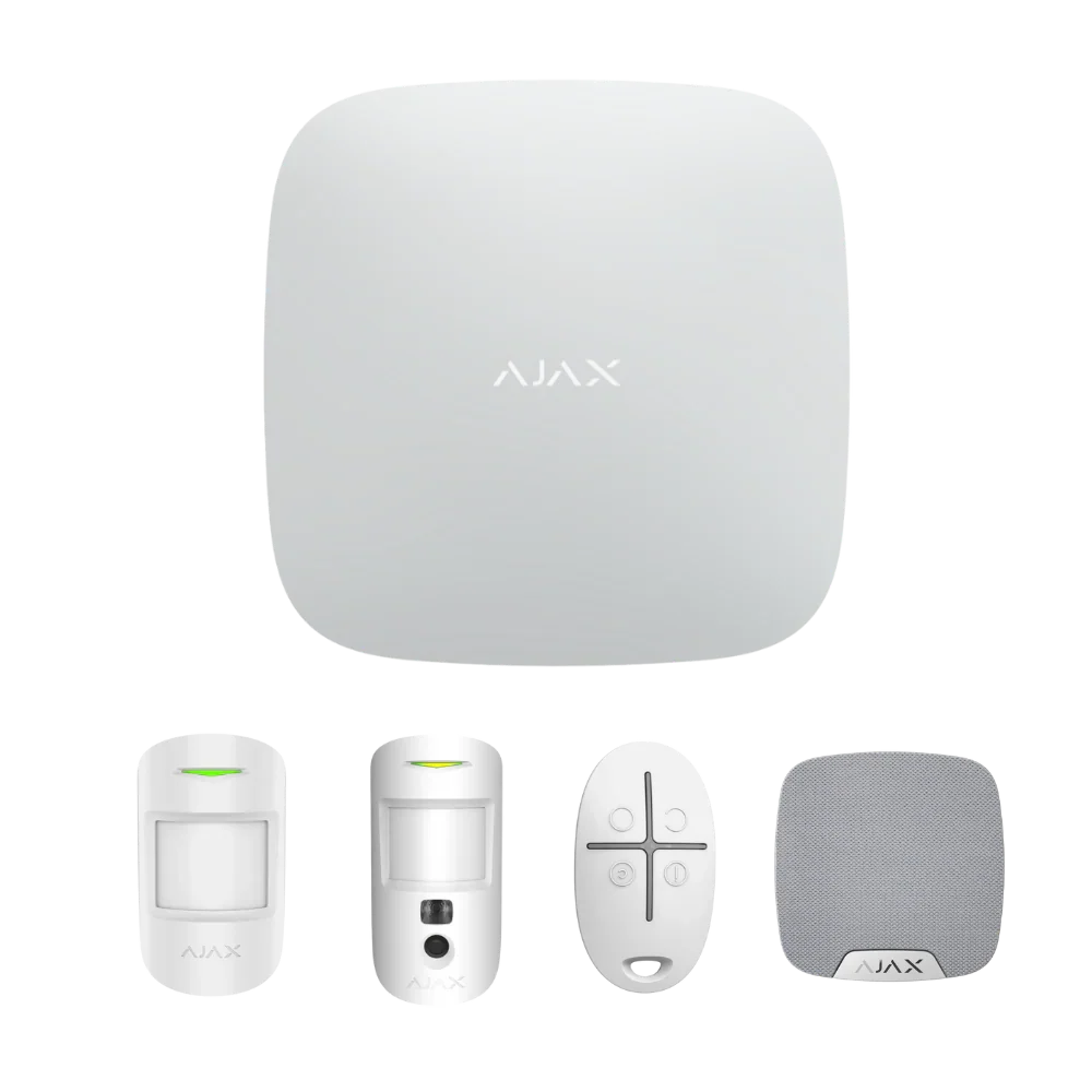 Ajax AJAX#80003 StarterKitPlus Cam – Wireless Security Alarm Kit with Hub 2 Plus, MotionCam, MotionProtect, SpaceControl and HomeSiren (Black/ White)