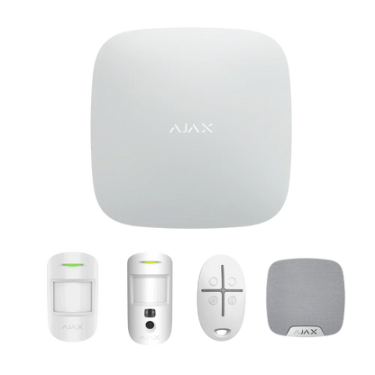 Ajax AJAX#80003 StarterKitPlus Cam – Wireless Security Alarm Kit with Hub 2 Plus, MotionCam, MotionProtect, SpaceControl and HomeSiren (Black/ White)