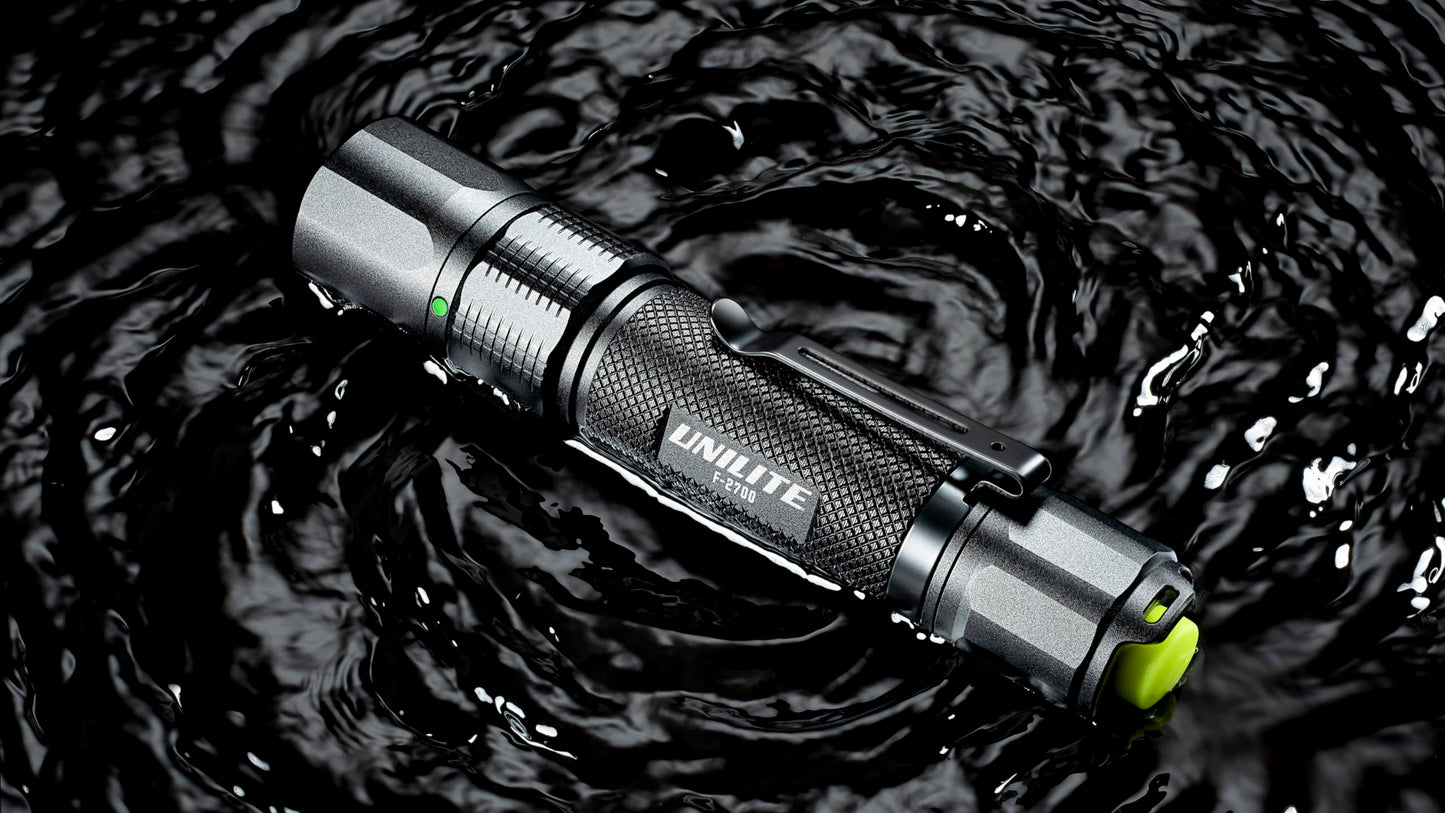UNILITE FR-1200 Dual Power Right Angle Flashlight – 1200 Lumens, Rotating Head, Magnetic Base, Pocket Clip, IP65, USB-C Rechargeable, Black Aluminium