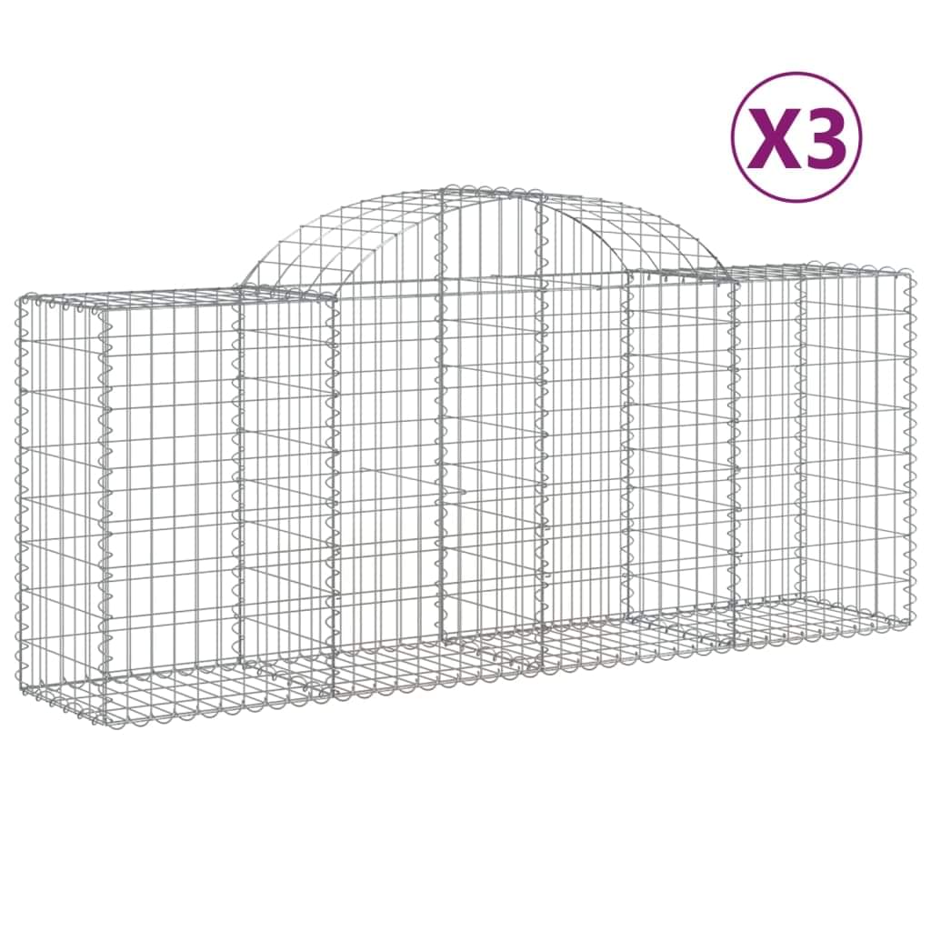 Galvanized arched gabion baskets set of 3, wire mesh cage frames