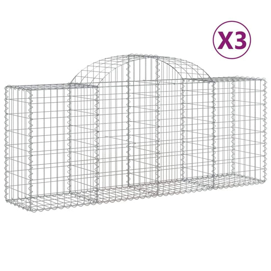 Galvanized arched gabion baskets set of 3, wire mesh cage frames