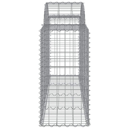 Galvanized arched gabion basket with open wire mesh sides, tall frame