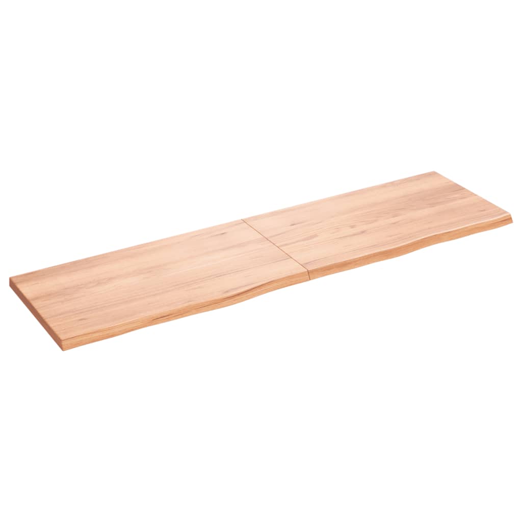 Light brown oak wall shelf, long plank design with central join line