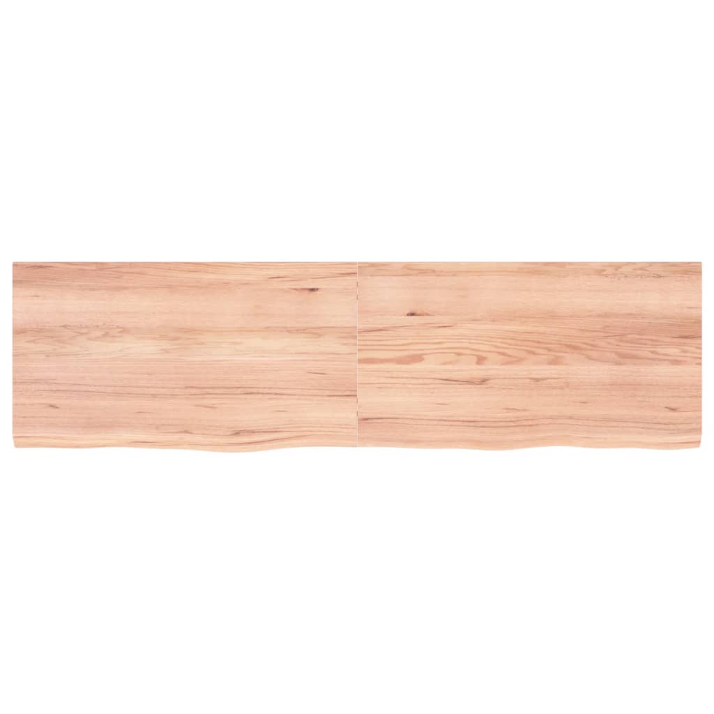 Light brown oak wall shelf board, flat front edge with visible wood grain