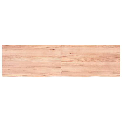 Light brown oak wall shelf board, flat front edge with visible wood grain