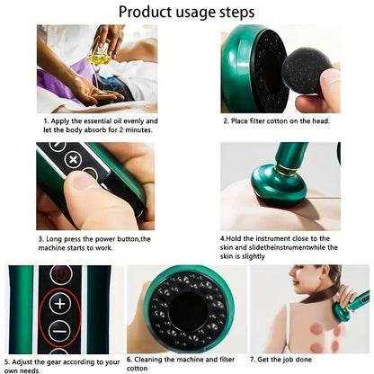 Teal massager with circular suction head and black brush-like surface