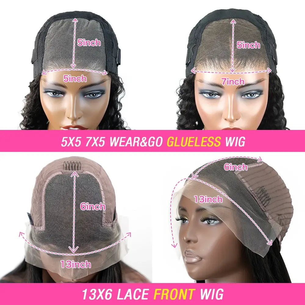 Loose-wave human hair wig with lace cap and lace frontal, mannequin close-up