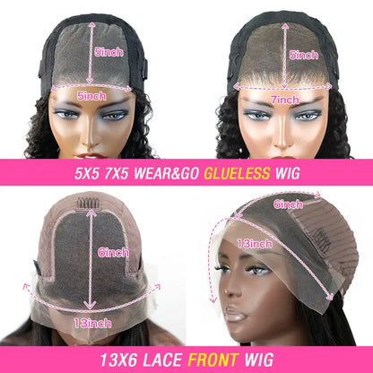 Loose-wave human hair wig with lace cap and lace frontal, mannequin close-up