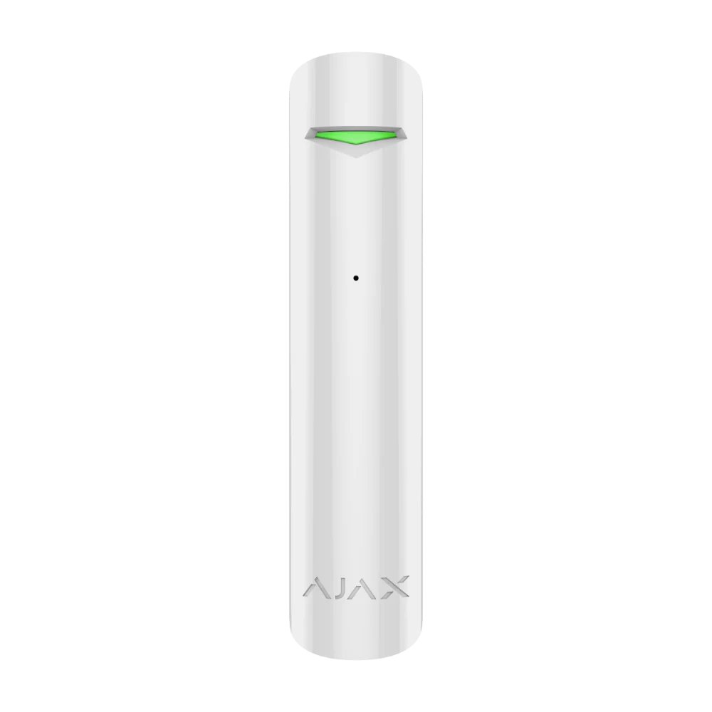AJAX#30627 Ajax GlassProtect Jeweller Wireless Glass Break Detector – White / Black | Indoor Acoustic Glass Break Sensor