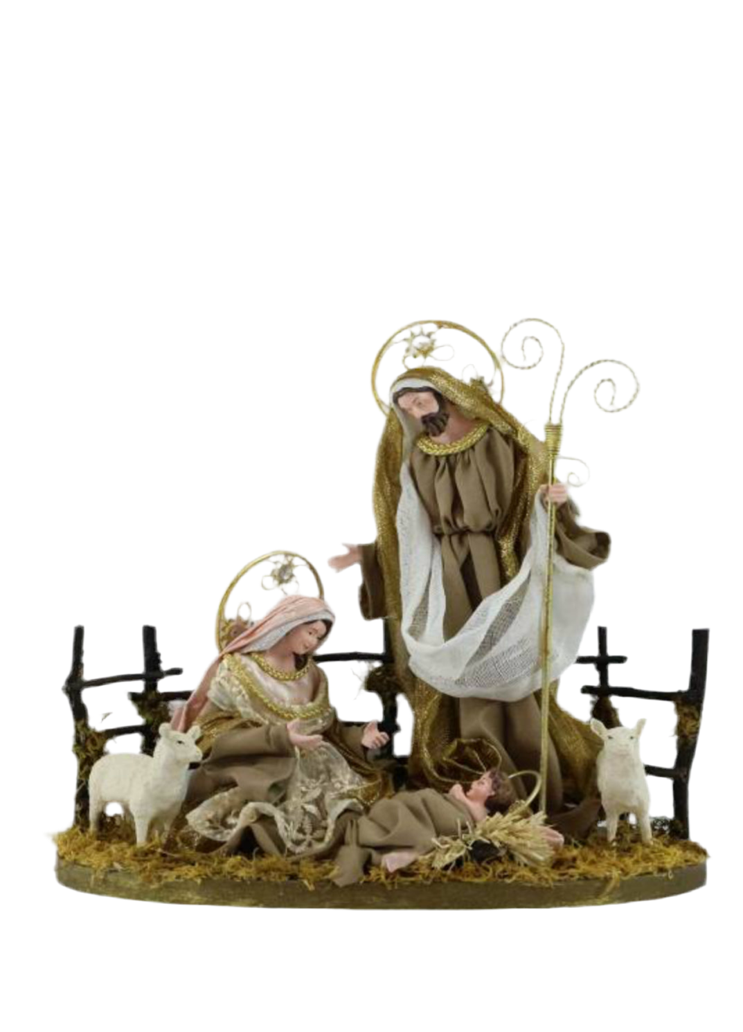 Handmade Christmas Nativity Set 30cm (11.75") – Holy Family & Standing Angel Religious Figurines, Christian Christmas Home Decor Gift