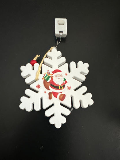 1PC Christmas Snowflake Santa LED Hanging Ornament – Battery Powered Christmas Tree Decoration, Santa Claus Snowflake Holiday Décor