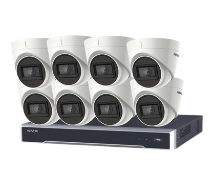 Hikvision 8-Camera 5MP Outdoor Surveillance Kit with 8-Channel PoE NVR and HDD – DS-2CE78H8T-IT3F + DS-7608NI-M2/8P