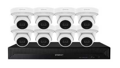 Hanwha Vision x8 Q-Core 8MP AI FlatEye Camera with 8-Channel NVR Kit – Complete 4K Surveillance Solution