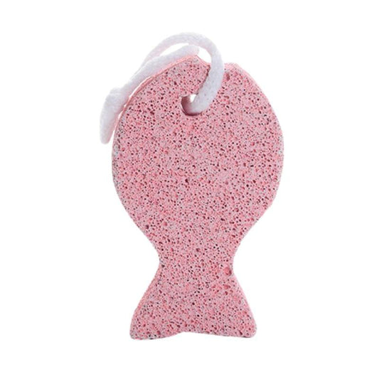 Pink pumice exfoliating body stone, fish-shaped with hanging loop