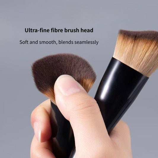 Ultra-fine contour brush head with soft brown bristles and black ferrule