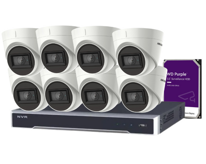 Hikvision 8-Camera 5MP Outdoor Surveillance Kit with 8-Channel PoE NVR and HDD – DS-2CE78H8T-IT3F + DS-7608NI-M2/8P