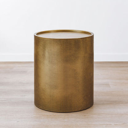 Felix Ribbed Barrel Side Table - Brass