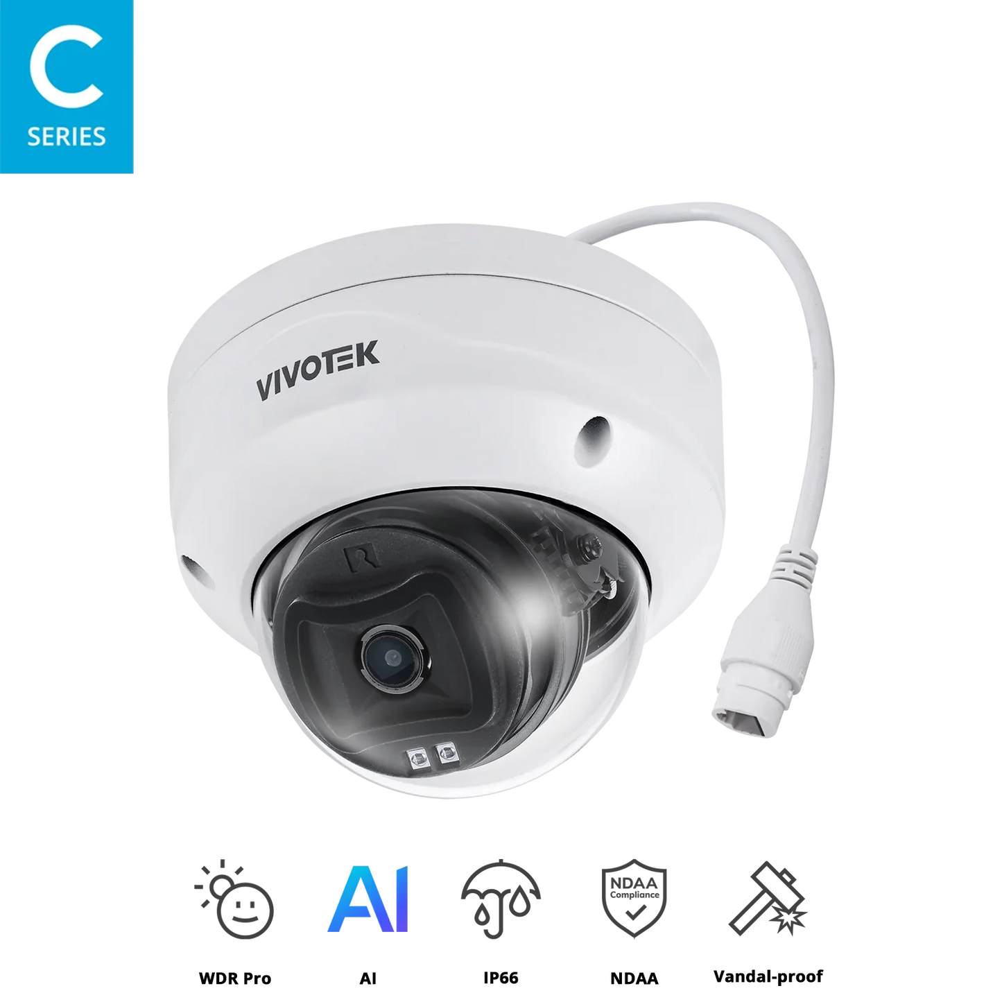 VIVOTEK FD9383-HV 5MP Fixed Dome Network Camera – Smart VCA, 30fps, WDR Pro, IP66/IK10, AI Analytics