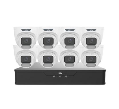 Uniview OWLVIEW 8MP 4K CCTV Kit – 8x Turret Cameras + 8-Channel PoE NVR with HDD | IPC3628LE-ADF28K-WP + NVR301-08B-P8-IQ