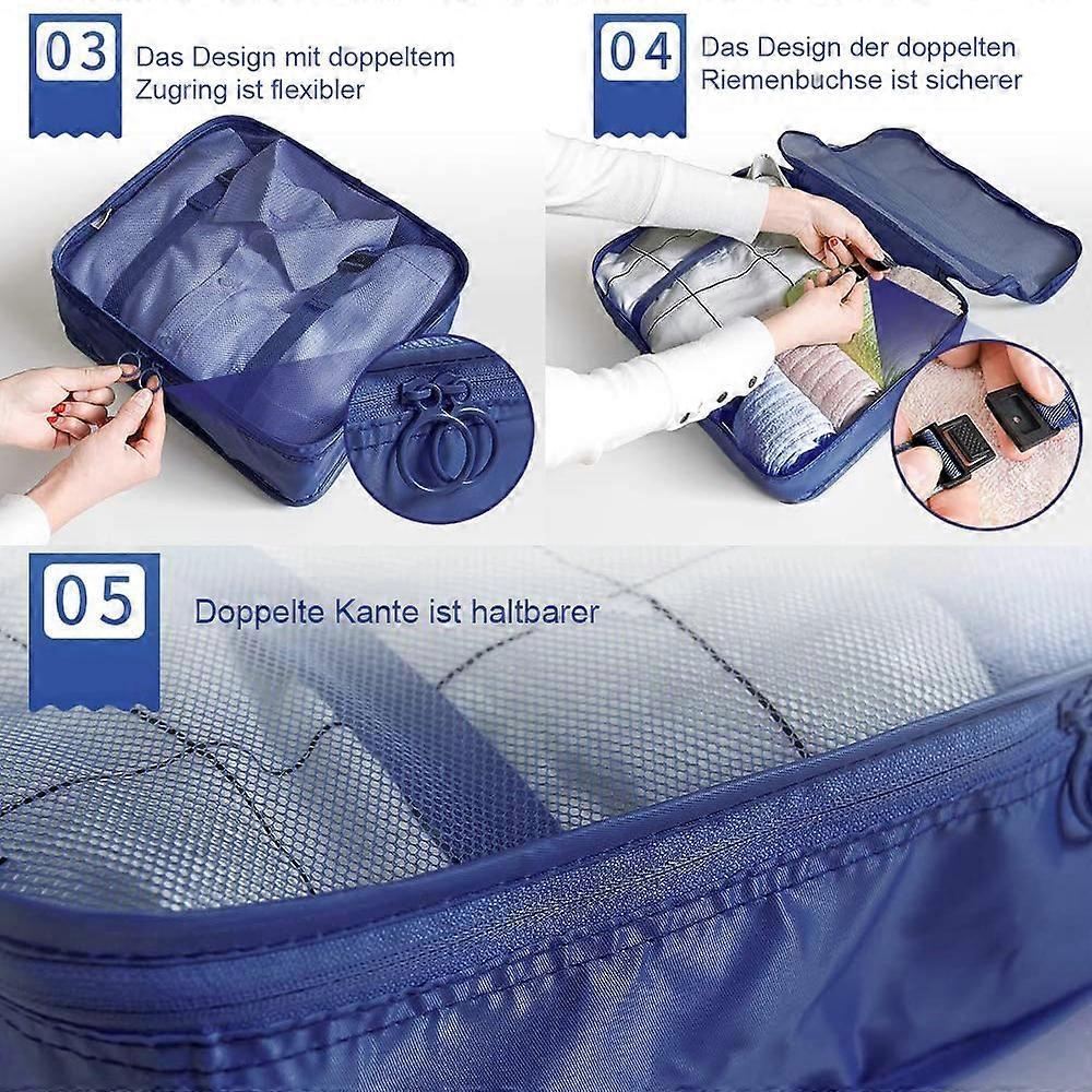 8pcs Travel Organizer Set Packing Cubes for Clothes, Shoes, Toiletries & More