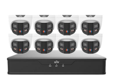 Uniview PRIME-III 8MP 180° Dual-Lens AI CCTV Kit – 8 Channel NVR + HDD – ColorHunter, Smart AI, 30m IR – SKU: IPC3K28SE-ADF28KMC-DL-I0-SED