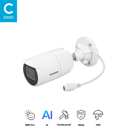 VIVOTEK IB9383-HTV 5MP Bullet Network Camera – SNV, WDR Pro, 30M Smart IR, AI VCA, Motorized Varifocal Lens