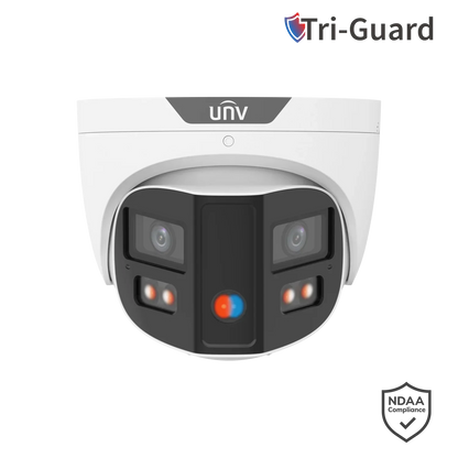 Uniview IPC3K28SE-ADF28KMC-DL-I0 4K 8MP ColorHunter Omniview Turret Network Camera with Warning Light & Speaker, Triguard, Prime-3