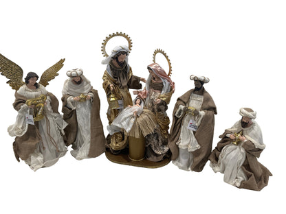 21.5" Christmas Religious Handmade Nativity Set with Holy Family, 3 Wise Men (45 cm), and Angel (40 cm)