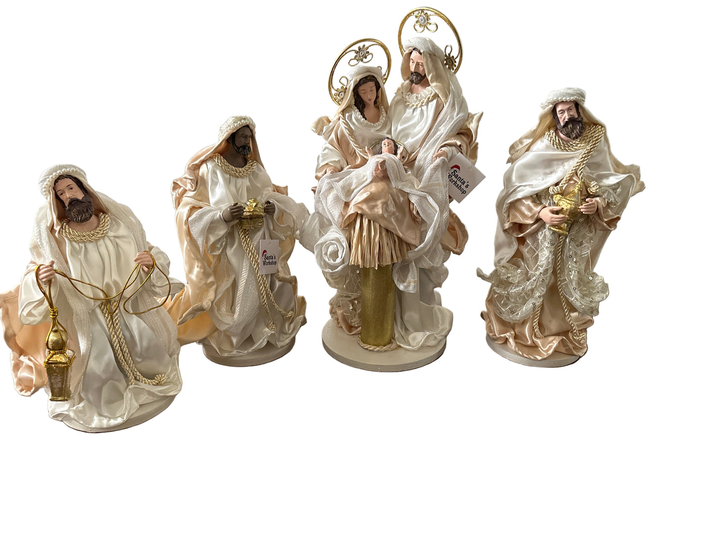 14.75" (38CM) Handmade Christmas Nativity Set – Holy Family & 3 Wise Men Figurines, Religious Christian Home Decor, Nativity Scene Holiday Gifts