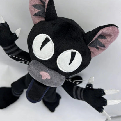 Black Monster Cat Plushie – 11" Spooky Forest Survival Camp Stuffed Animal Plush 30cm