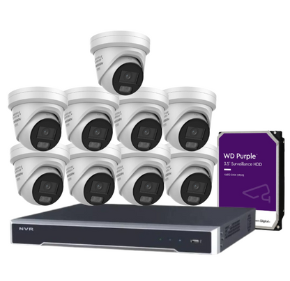 Hikvision 16-Channel 6MP CCTV Kit with ColorVu Smart Cameras, 8K PoE NVR, Hybrid Light, Audio & Alarm – White/Black (DS-2CD2367G3-LIS2UY/SL-2)