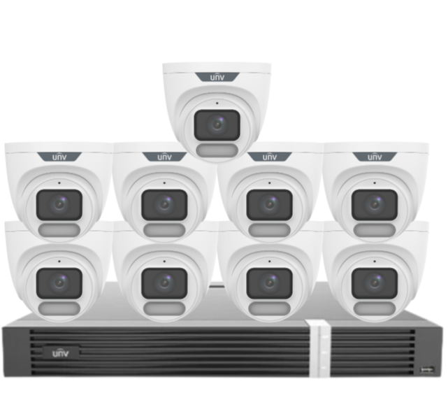 Uniview OWLVIEW 8MP 4K Surveillance Kit – 16x Full-Color Turret Cameras + 16-Channel AI NVR with HDD| IPC3628LE-ADF28K-WP + NVR302-16E2-P16-IQ 0235C6QW | ColorHunter | PoE | Ultra 265