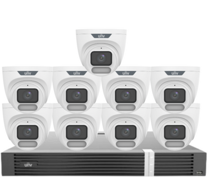 Uniview OWLVIEW 8MP 4K Surveillance Kit – 16x Full-Color Turret Cameras + 16-Channel AI NVR with HDD| IPC3628LE-ADF28K-WP + NVR302-16E2-P16-IQ 0235C6QW | ColorHunter | PoE | Ultra 265