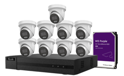 HiLook IPC-T282H-MU  (REPLACED BY T381H)  8MP AI Fixed Turret Network CCTV Camera 4K Kit – Up to 16 Cameras + 16CH PoE 4K Recorder + HDD