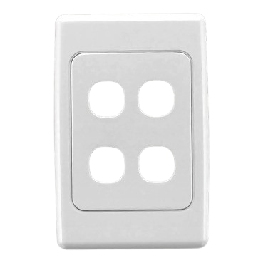 Clipsal 2000 Series 4 Gang Wall Switch Plate – White Electric (2034VH-WE) | Flush Surround & Grid Plate for Vertical/Horizontal Mounting