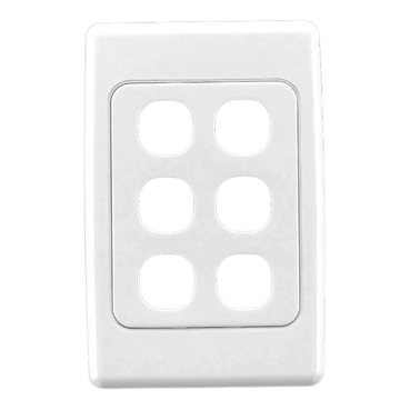 Clipsal 2000 Series 6 Gang Wall Switch Plate – White Electric (2036VH-WE) | Flush Surround & Grid Plate for Horizontal or Vertical Mounting