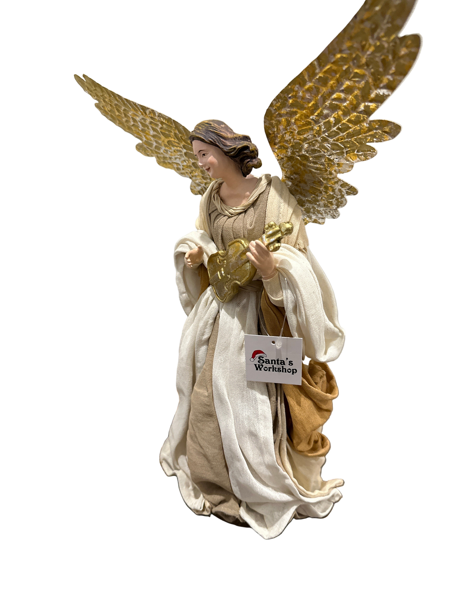 Handmade Christmas Nativity Set 30cm (11.75") – Holy Family & Standing Angel Religious Figurines, Christian Christmas Home Decor Gift