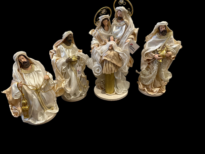 14.75" (38CM) Handmade Christmas Nativity Set – Holy Family & 3 Wise Men Figurines, Religious Christian Home Decor, Nativity Scene Holiday Gifts