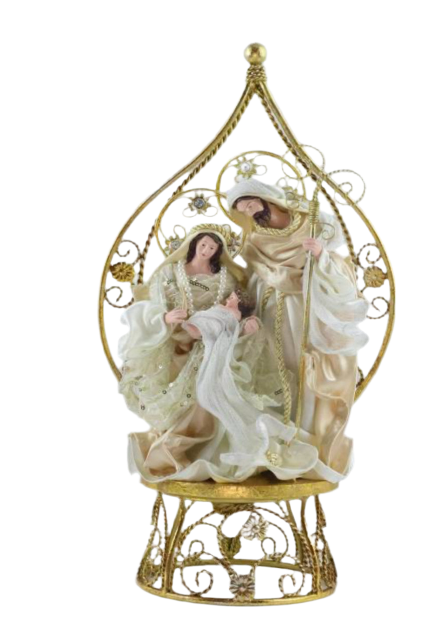 ⭐ 27cm Christmas Religious Handmade Nativity Set – Holy Family in 45cm Gazebo Shrine, Christian Christmas Manger Scene Decoration ⭐