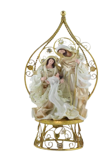 ⭐ 27cm Christmas Religious Handmade Nativity Set – Holy Family in 45cm Gazebo Shrine, Christian Christmas Manger Scene Decoration ⭐