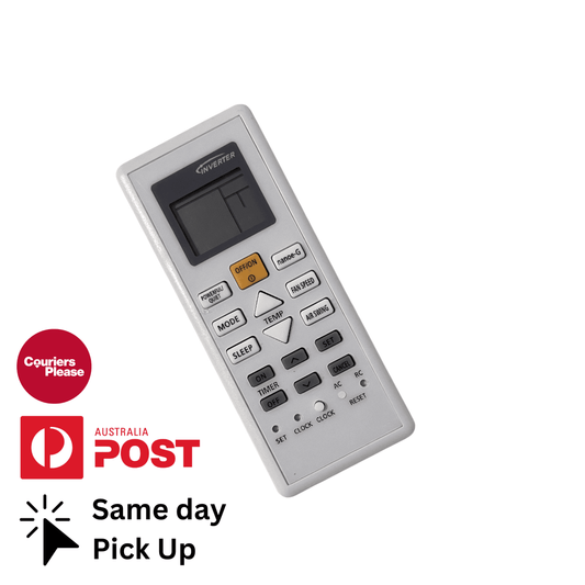 White replacement air conditioner remote control with LCD screen and button keypad