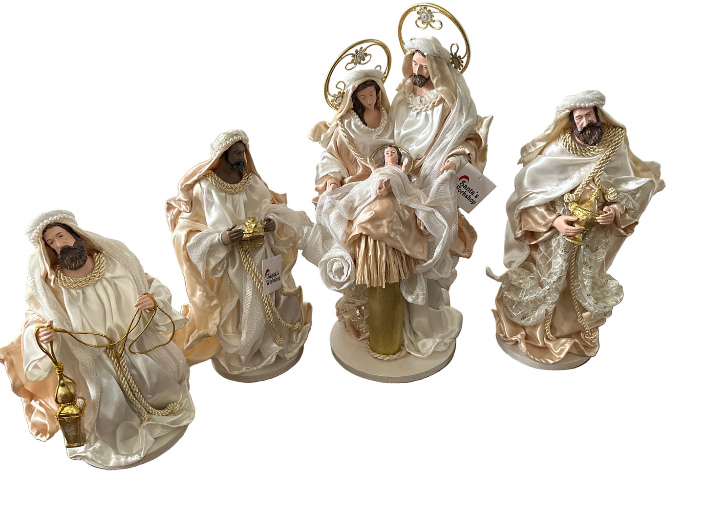 14.75" (38CM) Handmade Christmas Nativity Set – Holy Family & 3 Wise Men Figurines, Religious Christian Home Decor, Nativity Scene Holiday Gifts