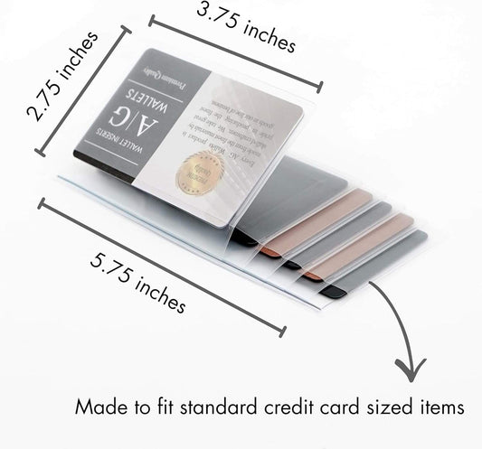 Clear card and photo holder insert with open pocket, sized for credit cards.
