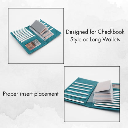 AG Wallets Set of 2 Premium Clear Wallet Inserts - Durable Vinyl Card & Photo Holders, Multiple Styles for Bifold, Trifold & Checkbook Wallets (Checkbook 6 Page)