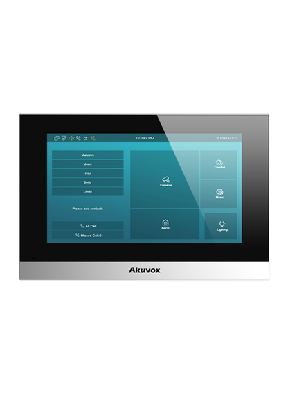 Akuvox C313W-2 2-Wire SIP Indoor Unit, 7” Capacitive Touchscreen, Linux OS, HD Video, PoE, Bluetooth & Wireless