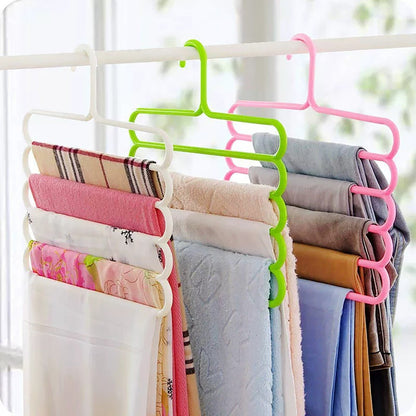 LGCASL, Pants Hanger5 Tier Hanger Non Slip Clothes Hanger for Closet Organizer Space Saving Hangers for Pants Jeans Scarf Trouser Tie Towel Clothes, Multifunctional Trouser Rack White Multifunctional trouser rack Green