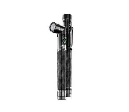 UNILITE FR-400 Right Angle USB Flashlight – 400 Lumens, Rotating Head, Magnetic Base, Pocket Clip, IP65, USB-C Rechargeable, Black Aluminium