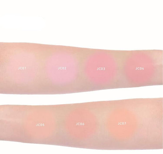 Liquid blush swatches on forearm, multiple pink to brown tones